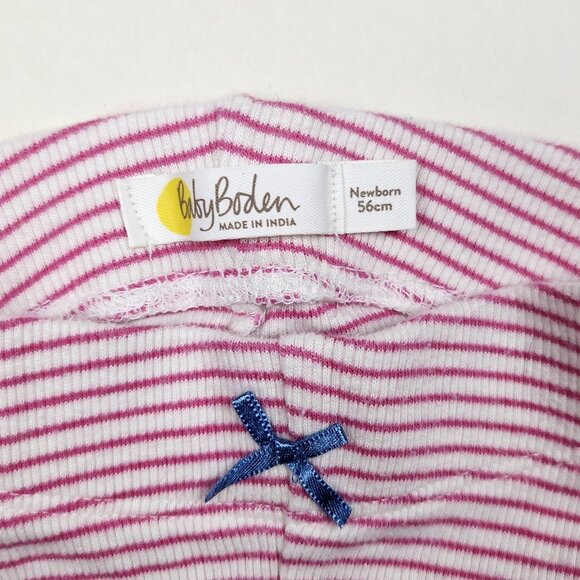 Baby Boden Soft Ribbed Lace Trim Leggings White Pink Stripe sz Newborn - Picture 6 of 8